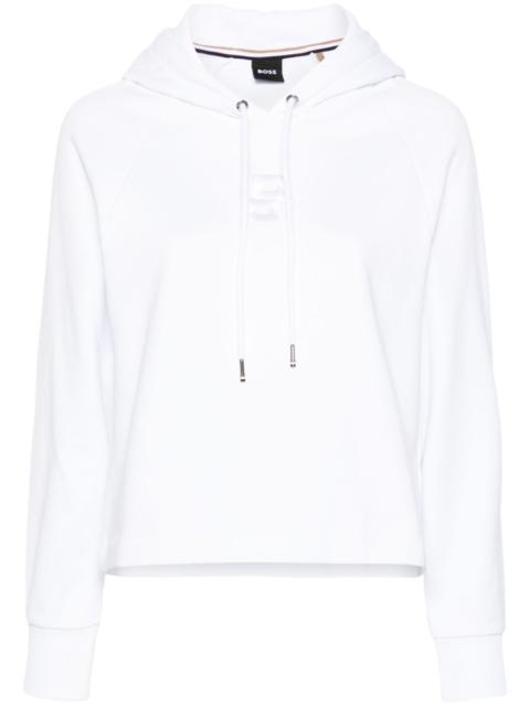 BOSS logo-embroidered cropped hoodie