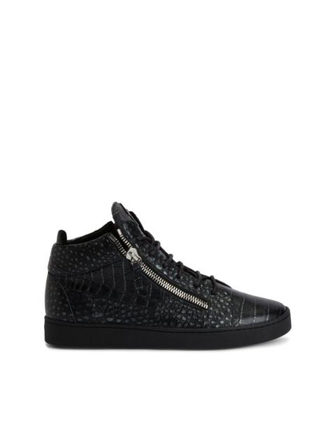 Kriss crocodile-embossed hi-top sneakers