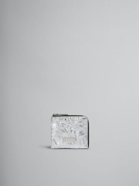 Marni SILVER LEATHER ZIP-AROUND PRISMA WALLET