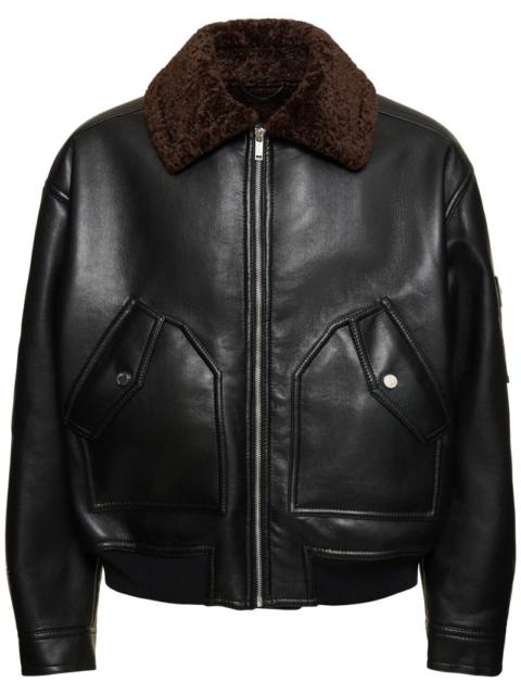Nanushka Faux leather shearling flight jacket