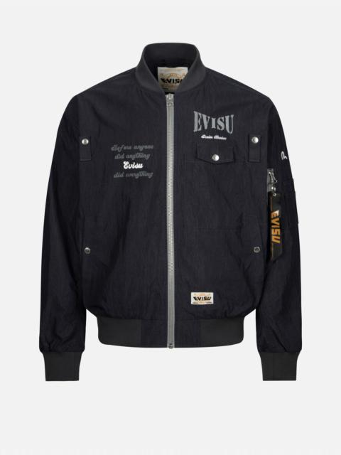 EVISU MULTI BRANDING PRINT AND EMBROIDERY LOOSE FIT BOMBER JACKET