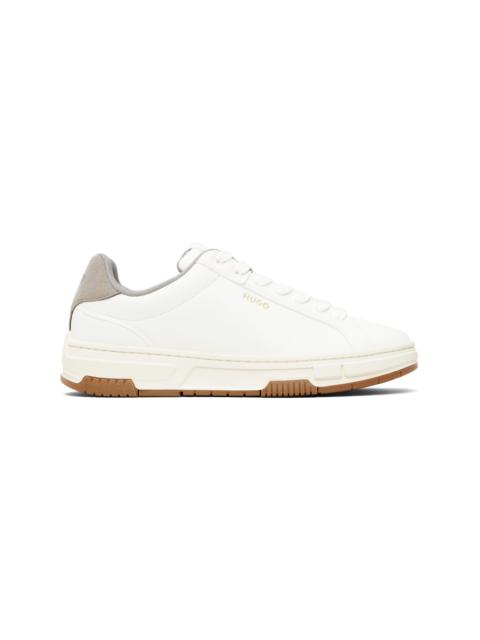 HUGO White Faux-Leather Trainer Sneakers