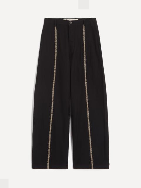 KARTIK RESEARCH Black Wool Embroidered Sultan Trousers