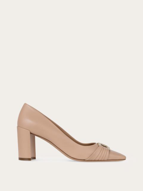 FERRAGAMO Gancini ornament pump with bock heel