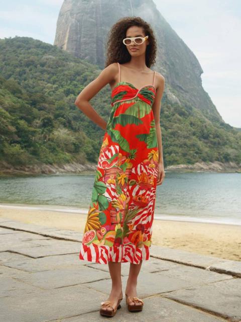 FARM RIO Fruit Trolley Red Sleveless Maxi Dress