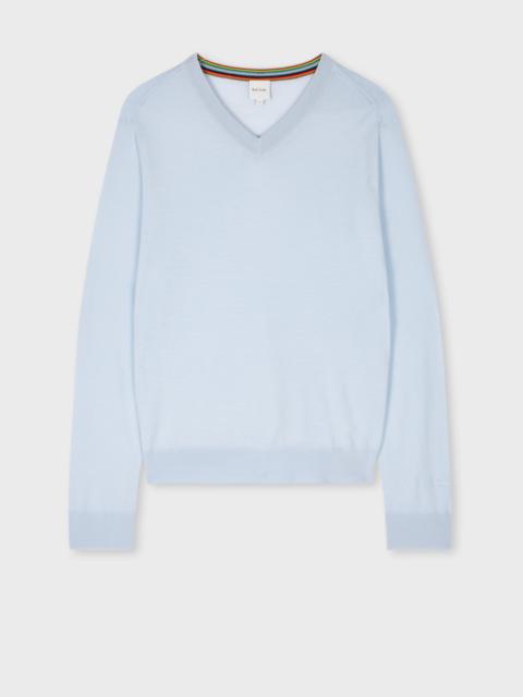 Paul Smith Sky Blue Merino Wool V-Neck Sweater