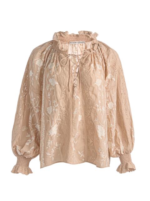 Alice + Olivia NORAH EMBROIDERED BLOUSE