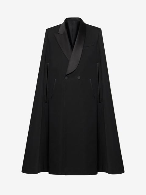 Alexander McQueen Men's Tailored Cape Coat in Black