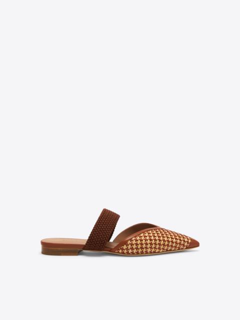 MALONE SOULIERS Manu Tan Raffia Flat Mules
