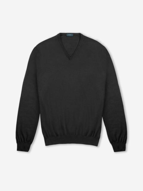 SLOWEAR Slim-fit V-neck sweater in certified Flexwool
