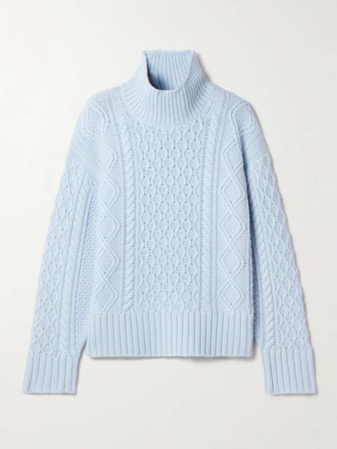 Cable-knit wool and cashmere-blend turtleneck sweater