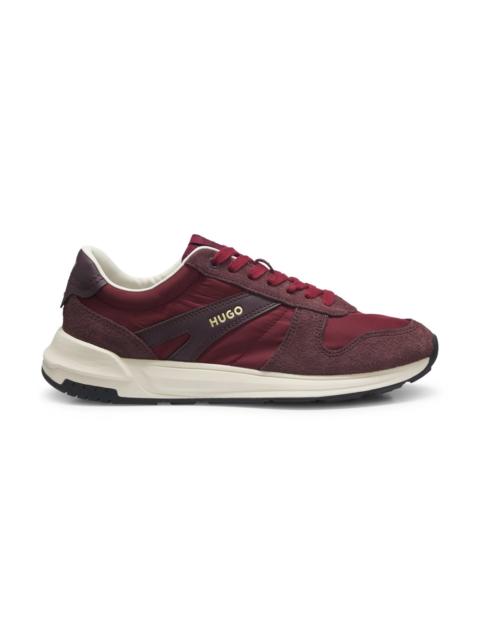 HUGO SUEDE-TRIM SNEAKERS WITH LOGO DETAILS