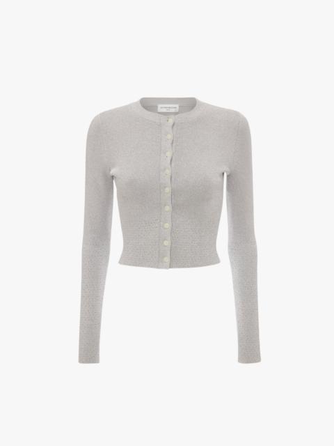 Victoria Beckham VB Body Cropped Fitted Cardigan in Silver