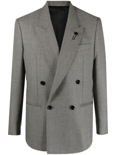 LARDINI micro-dot double-breasted wool blazer