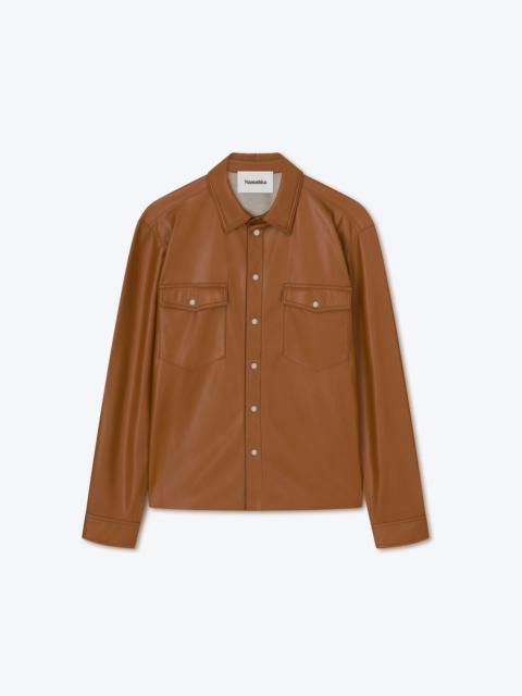LENN - OKOBOR™ alt-leather patch pocket shirt - Tobacco