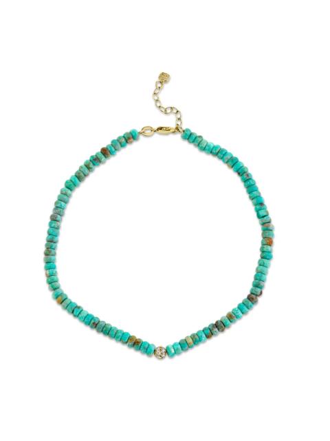 SYDNEY EVAN PAVE BALL & TURQUOISE ANKLET