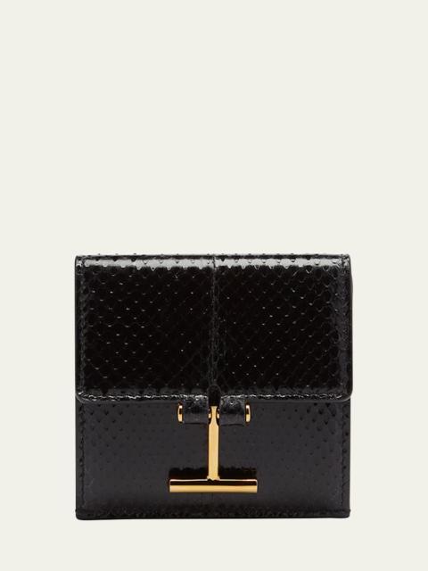 TOM FORD Flap Card Holder in Snake-Embossed Leather