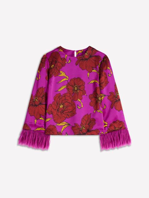 BODEN Feather Cuff Top-Regal Purple, Peony Bloom