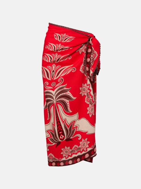 FARM RIO Ainika Garden linen-blend beach cover-up