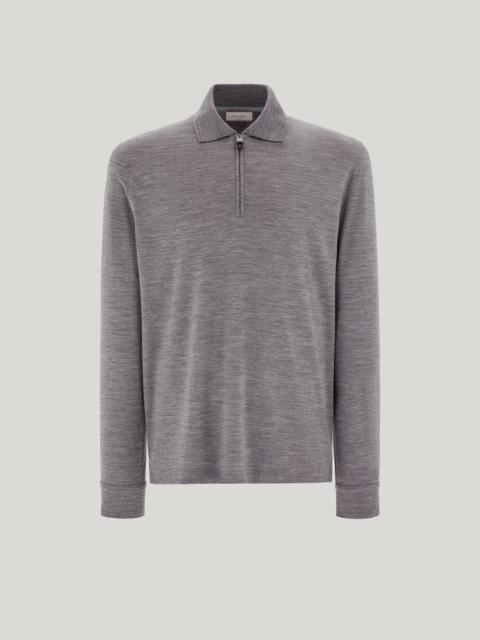 Canali GRAY MELANGE POLO IN PURE 120’S IMPECCABILE WOOL