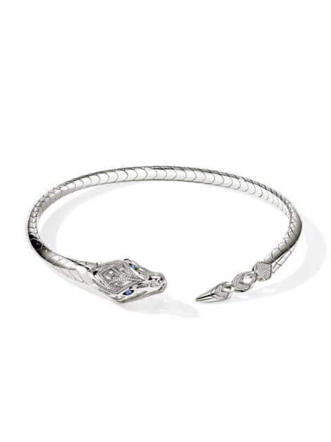 JOHN HARDY Naga Flex Choker, Sterling Silver, Diamonds, Blue Sapphire, 8MM