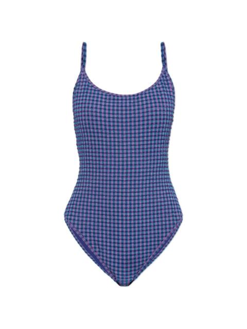 THE UPSIDE gingham-pattern one-piece