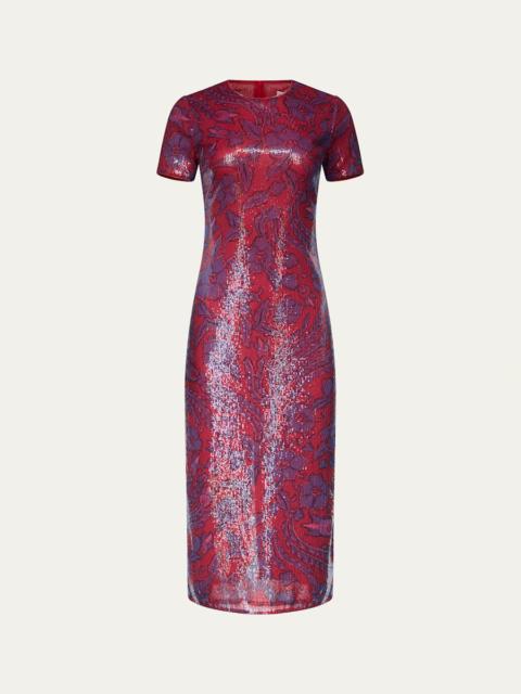DIANE VON FURSTENBERG x Henry Zankov Amelie Floral-Print Sequin Midi Dress