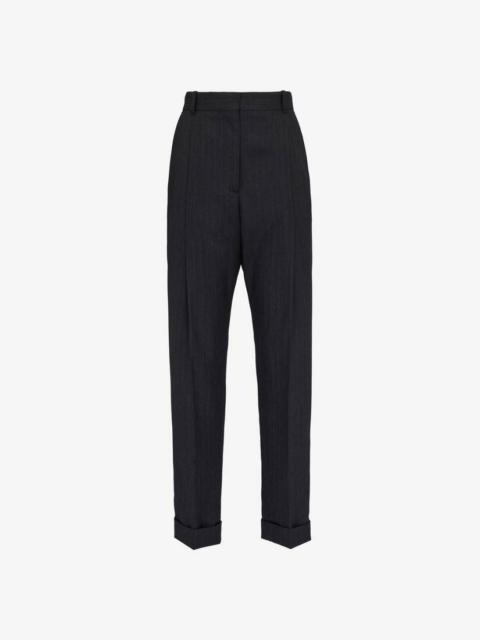 Alexander McQueen Women's Slim Peg Trousers in Dark Grey Melange