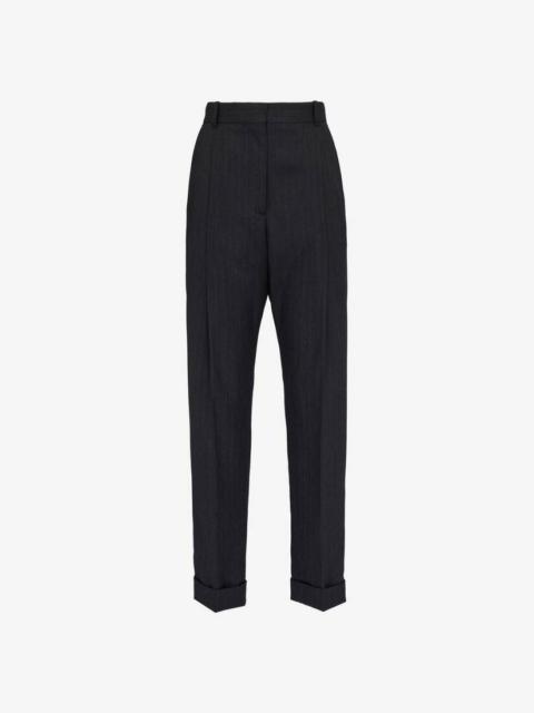 Alexander McQueen Women's Slim Peg Trousers in Dark Grey Melange