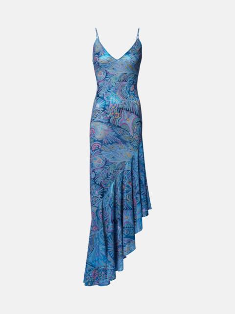 Etro Paisley asymmetric ruffled midi dress