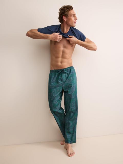 Derek Rose Ledbury Cotton Batiste Lounge Pants Muted Teal & Navy Paisley
