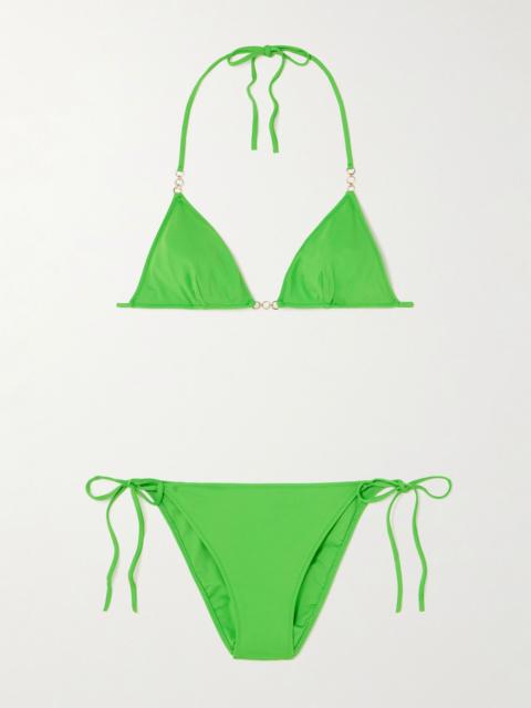 Lido Sessantaquattro chain-embellished triangle bikini Green