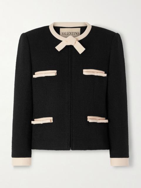 Valentino Bow-detailed wool-blend tweed jacket Black