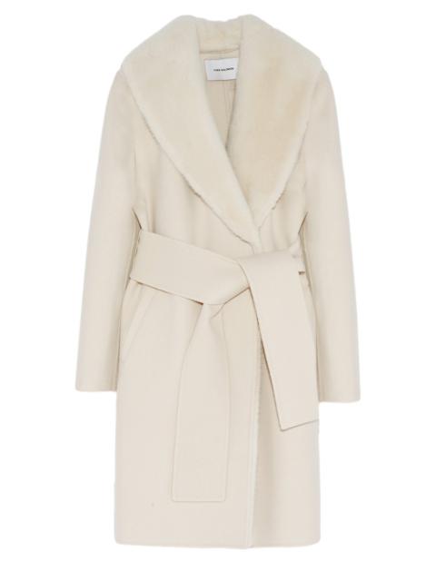 Cashmere coat with mink collar and removable lining