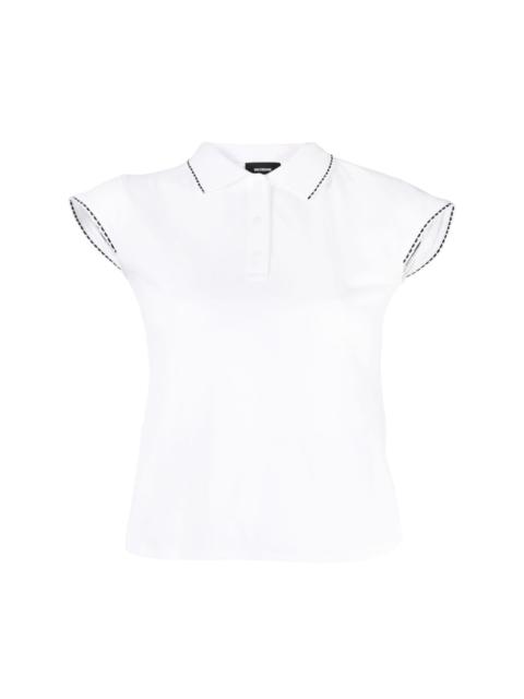 contrasting-trim cap-sleeved polo top