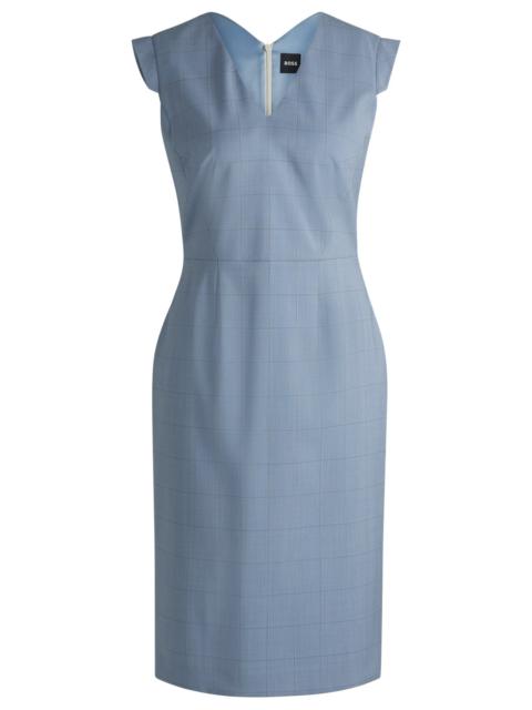 BOSS BODYCON BUSINESS DRESS IN CHECKED WOOL