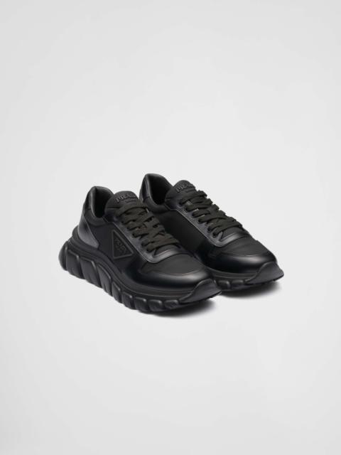 Re-Nylon and brushed leather sneakers