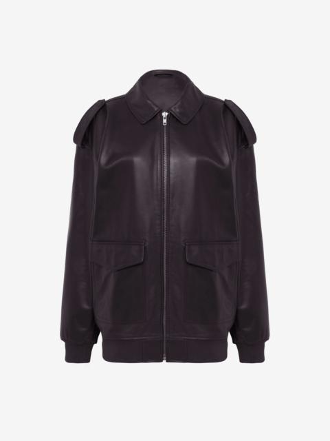 The Frankie Shop Viper Leather Jacket - Dark Plum
