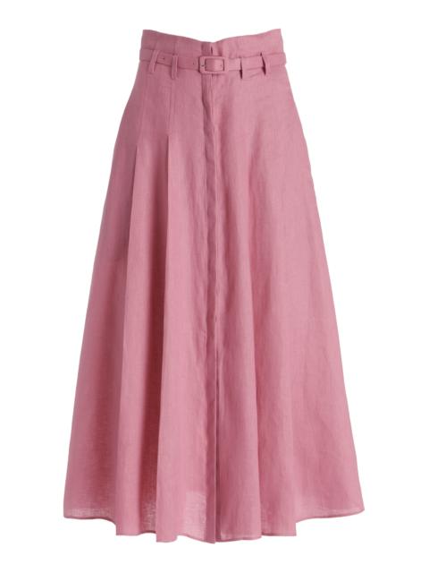 GABRIELA HEARST Dugald Pleated Skirt in Rose Quartz Aloe Linen