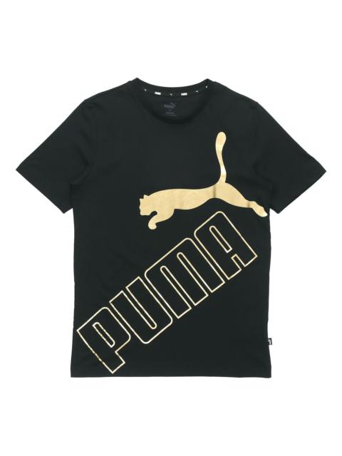 PUMA PUMA Big Logo Printed Short Sleeve TEE Black/Gold 586464-60