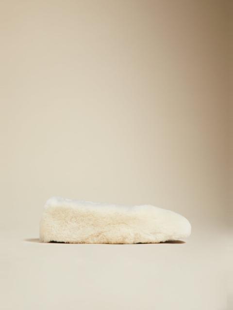 KHAITE The Marcy Flat in Cream Shearling