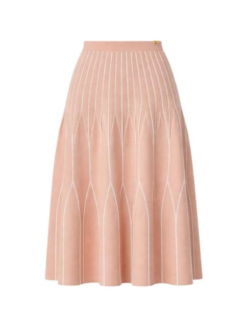 ELISABETTA FRANCHI two-tone pleated knit midi skirt
