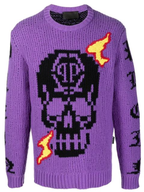 PHILIPP PLEIN Skull logo embroidered jumper