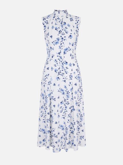 EMILIA WICKSTEAD Joelle Dress in Blue Scattered Daisies on White Silk