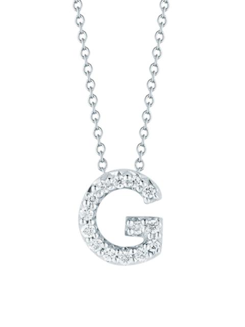 ROBERTO COIN Women's Tiny Treasures 0.08 TCW Diamond & 18K White Gold Initial Necklace - Initial G