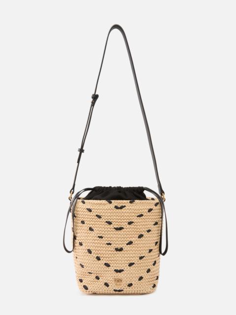 PINKO BUCKET MINI CROSSBODY BAG IN RAFFIA WITH CHEVRON MOTIF