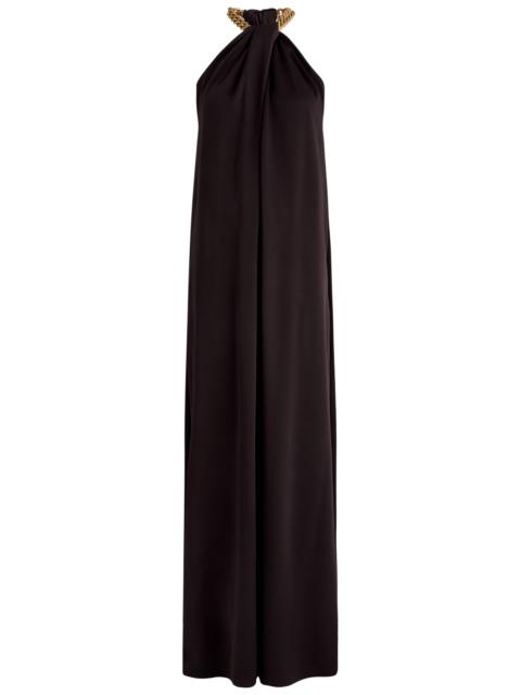 Chain-embellished satin gown