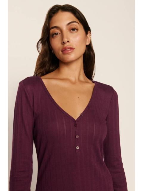 eberjey Pointelle V Neck Henley