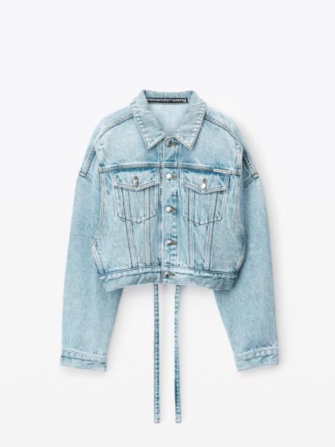 cinch hem trucker jacket in denim