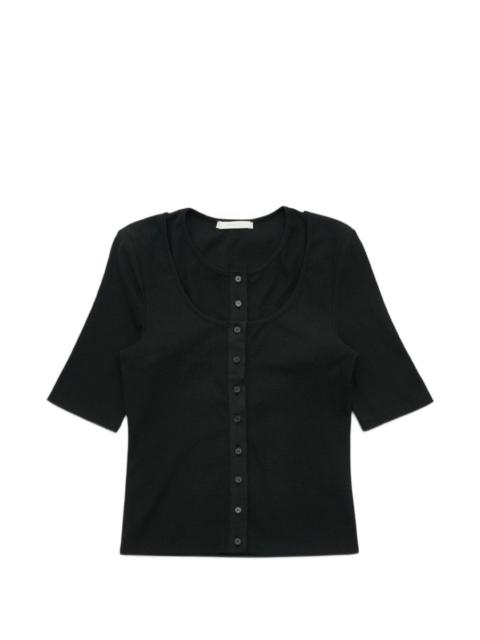 AMOMENTO ribbed button cardigan and top set